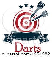 Poster, Art Print Of Target With Throwing Darts And A Banner And Text