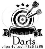 Poster, Art Print Of Black And White Target With Throwing Darts And A Banner Over Text