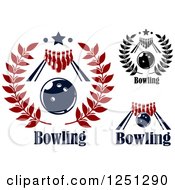 Clipart Of Bowling Balls With Pins Royalty Free Vector Illustration
