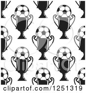 Poster, Art Print Of Seamless Black And White Soccer Ball And Trophy Background Pattern