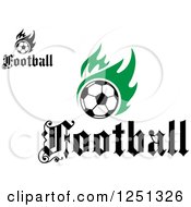 Clipart Of Soccer Balls With Flames And Football Text Royalty Free Vector Illustration
