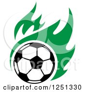 Poster, Art Print Of Soccer Ball And Green Flames