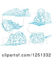 Clipart Of Blue Winds Or Clouds Royalty Free Vector Illustration