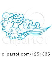 Clipart Of A Blue Wind Or Cloud 3 Royalty Free Vector Illustration