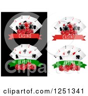 Casino Banners With Dice Poker Chips And Playing Cards