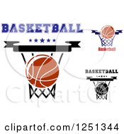 Clipart Of Basketballs With Hoops And Text Royalty Free Vector Illustration