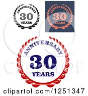Clipart Of A 30 Year Anniversary Wreaths Royalty Free Vector Illustration