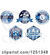 Clipart Of Blue Black And White Camping Icons Royalty Free Vector Illustration