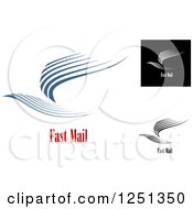 Poster, Art Print Of Abstract Birds With Fast Mail Text