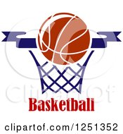 Poster, Art Print Of Basketball In A Hoop With Stars And Text