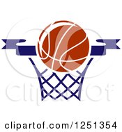 Clipart Of A Basketball Over A Hoop Royalty Free Vector Illustration