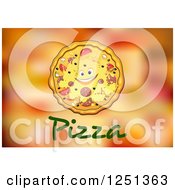 Clipart Of A Happy Pizza With Text Royalty Free Vector Illustration