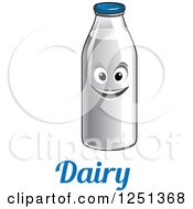 Clipart Of A Happy Bottle Of Milk With Dairy Text Royalty Free Vector Illustration