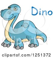 Clipart Of A Blue And Tan Dinosaur With Text Royalty Free Vector Illustration