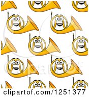 Seamless Happy French Horn Background Pattern