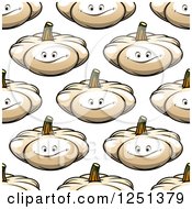 Clipart Of A Seamless Happy White Pumpkin Background Pattern Royalty Free Vector Illustration