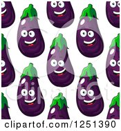 Clipart Of A Seamless Background Pattern Of Happy Eggplants Royalty Free Vector Illustration