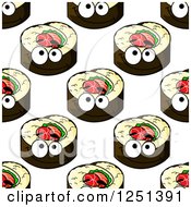 Clipart Of A Seamless Background Pattern Of Sushi Characters Royalty Free Vector Illustration