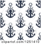 Poster, Art Print Of Seamless Ship Helm And Anchor Background Pattern