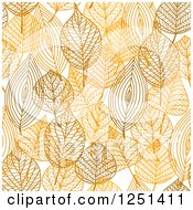 Poster, Art Print Of Seamless Orange And Brown Skeleton Leaf Background Pattern