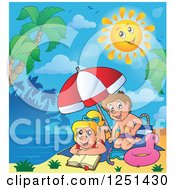 Happy Sun Over Children On A Tropical Beach