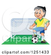 Poster, Art Print Of Presenting Soccer Player Boy By A Goal