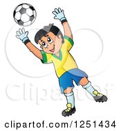 Poster, Art Print Of Soccer Goalie Boy Blocking A Ball