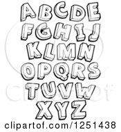 Clipart Of Black And White Capital Letters Royalty Free Vector Illustration