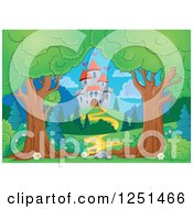 Poster, Art Print Of Trees Framing A Path Leading To A Castle