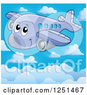 Poster, Art Print Of Happy Cute Airplane Above The Clouds