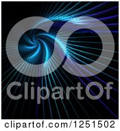 Poster, Art Print Of Spiraling Glowing Blue Fractal Background