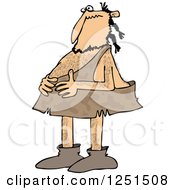 Clipart Of A Caveman Holding His Stomach Royalty Free Vector Illustration