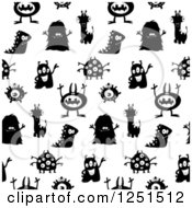 Clipart Of A Seamless Black And White Monster Background Pattern Royalty Free Vector Illustration by yayayoyo