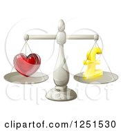 Poster, Art Print Of 3d Silver Scales Balancing Pound Sterling Finances And Love