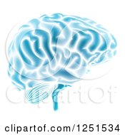 Clipart Of A Blue Brain Glowing Royalty Free Vector Illustration