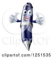 Clipart Of A Happy Pen Holding Two Thumbs Up Royalty Free Vector Illustration