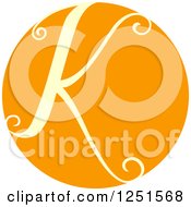 Poster, Art Print Of Round Orange Circle With Capital Letter K