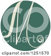 Clipart Of A Round Green Circle With Capital Letter M Royalty Free Vector Illustration