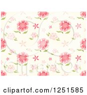 Clipart Of A Vintage Seamless Pink Carnation Background Pattern Royalty Free Vector Illustration