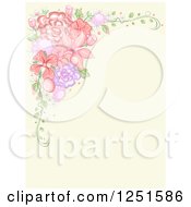 Poster, Art Print Of Vintage Background With A Corner Border Of Flowers