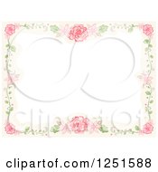 Poster, Art Print Of Vintage Boder Of Vines And Pink Flowers