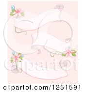 Clipart Of Shappy Chic Ribbon Banners With Flowers On Pink Royalty Free Vector Illustration by BNP Design Studio