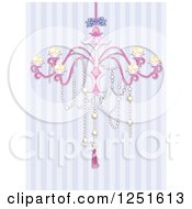 Clipart Of A Shabby Chic Chandelier Over Purple Stripes Royalty Free Vector Illustration