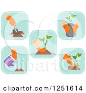 Poster, Art Print Of Blue Square Planting And Gardening Icons
