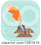 Poster, Art Print Of Blue Square Digging Planting And Gardening Icon