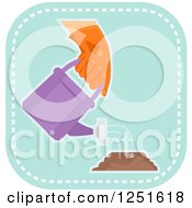 Clipart Of A Blue Square Watering Planting And Gardening Icon Royalty Free Vector Illustration