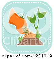 Blue Square Weeding Or Planting And Gardening Icon