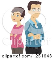 Clipart Of A Mad Midle Aged Couple Back To Back Royalty Free Vector Illustration