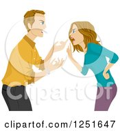 Clipart Of A Young Couple Arguing Royalty Free Vector Illustration