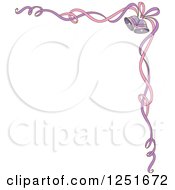 Pink And Purple Ribbon Border With Wedding Bells